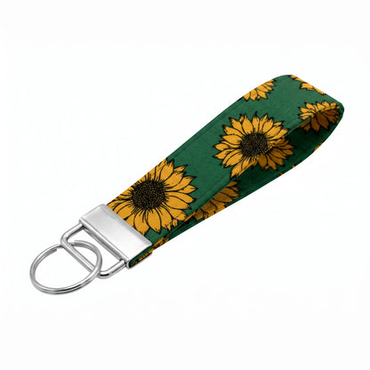 Green Sunflower Keychain Wristlet