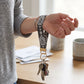 Gray Damask Keychain Wristlet