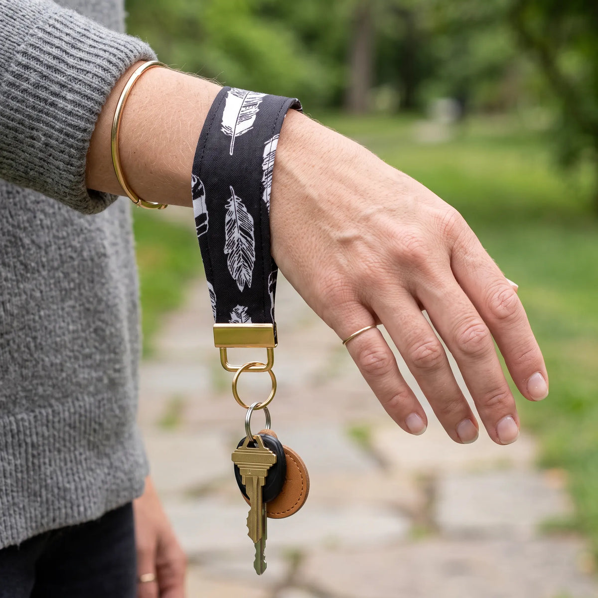 Boho Feather Keychain Wristlet