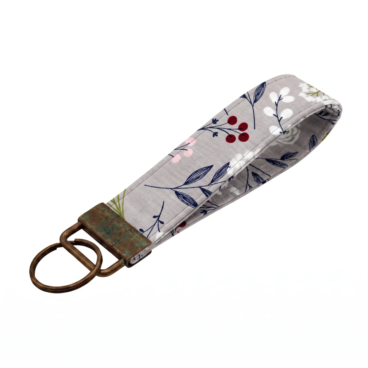Gray Botanical Floral Keychain Wristlet