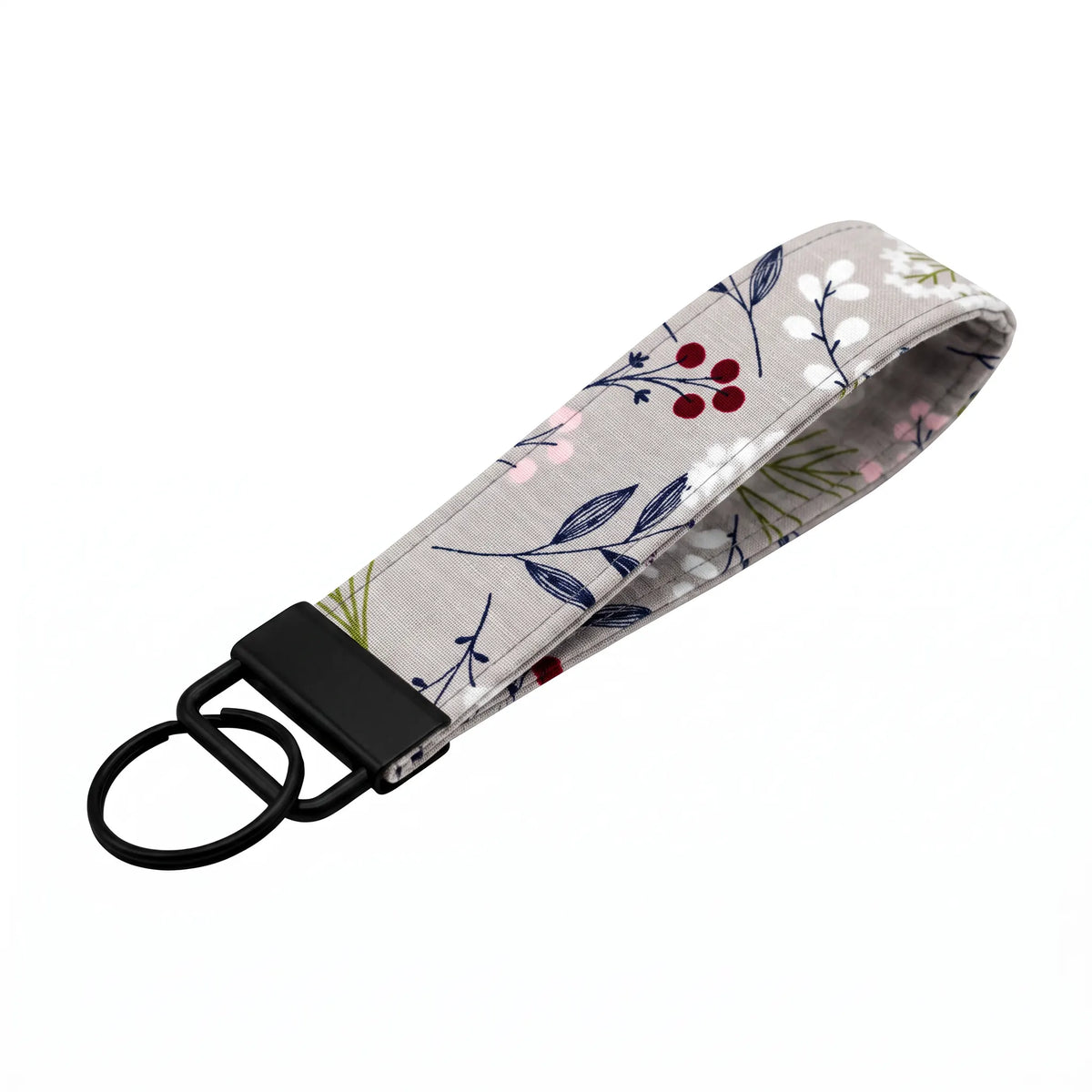 Gray Botanical Floral Keychain Wristlet