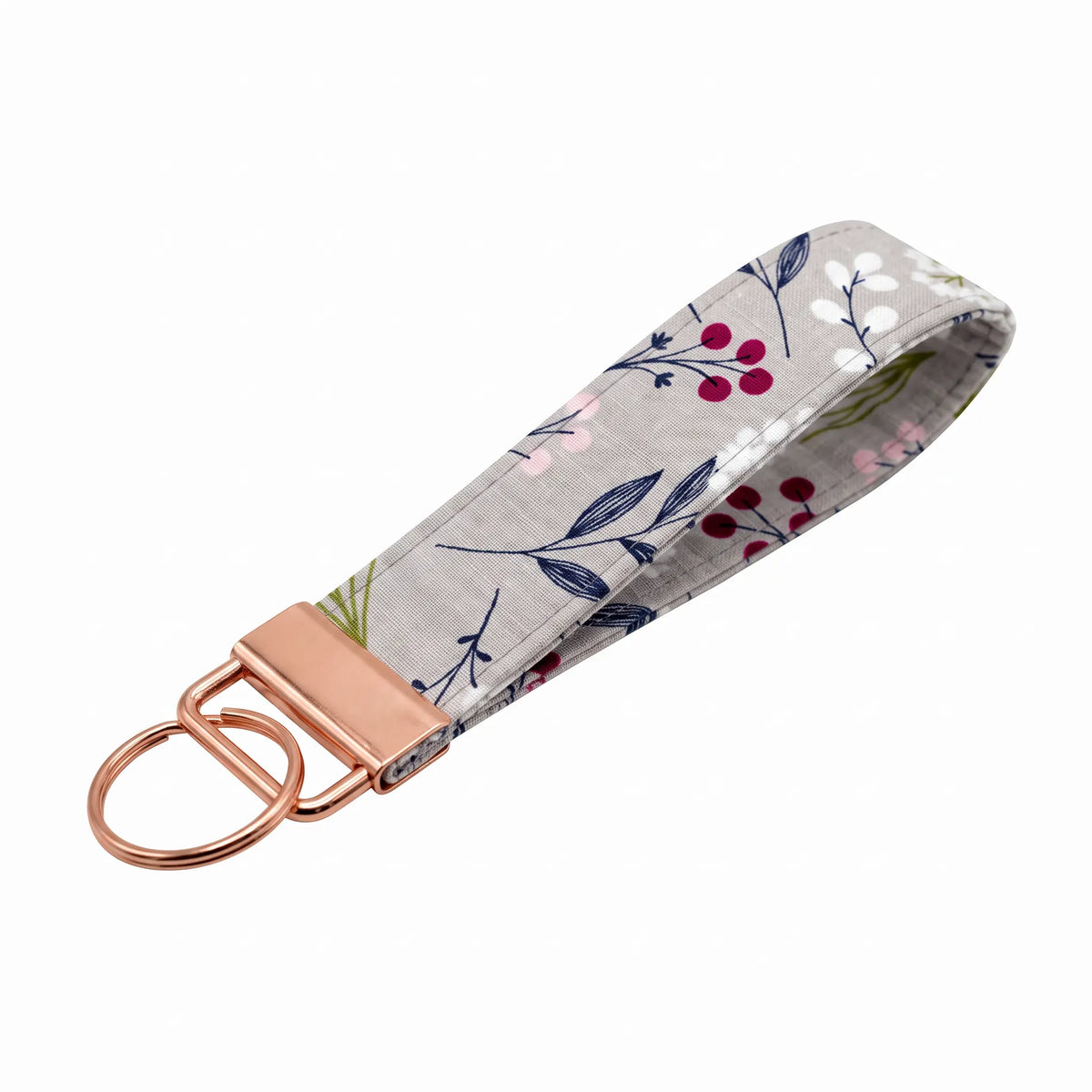 Gray Botanical Floral Keychain Wristlet