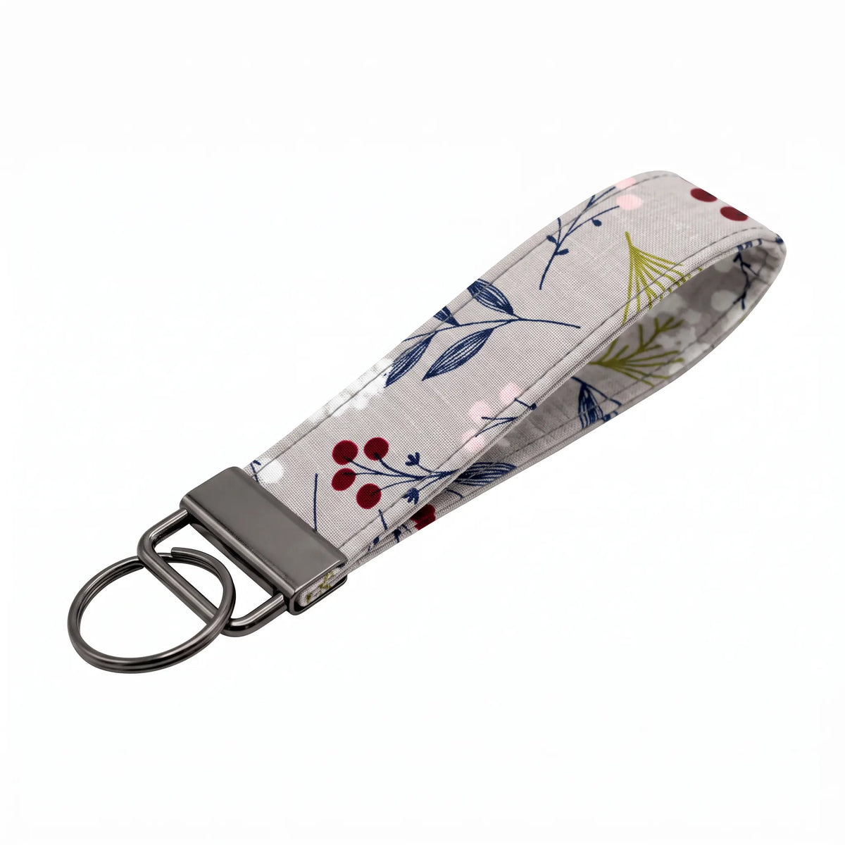 Gray Botanical Floral Keychain Wristlet