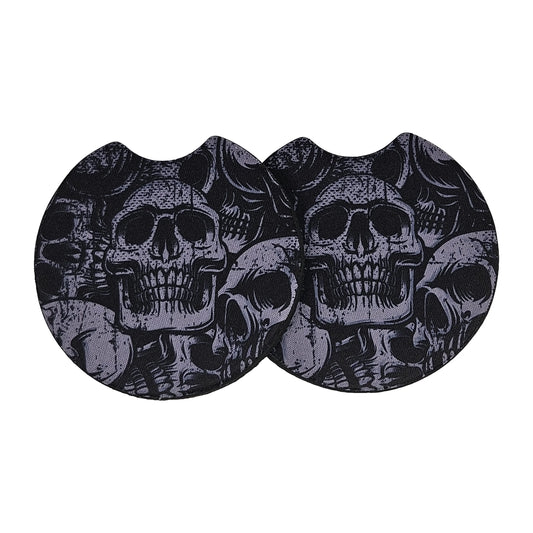 Gothic Grunge Skulls 2-Pack Neoprene Car Coaster Set