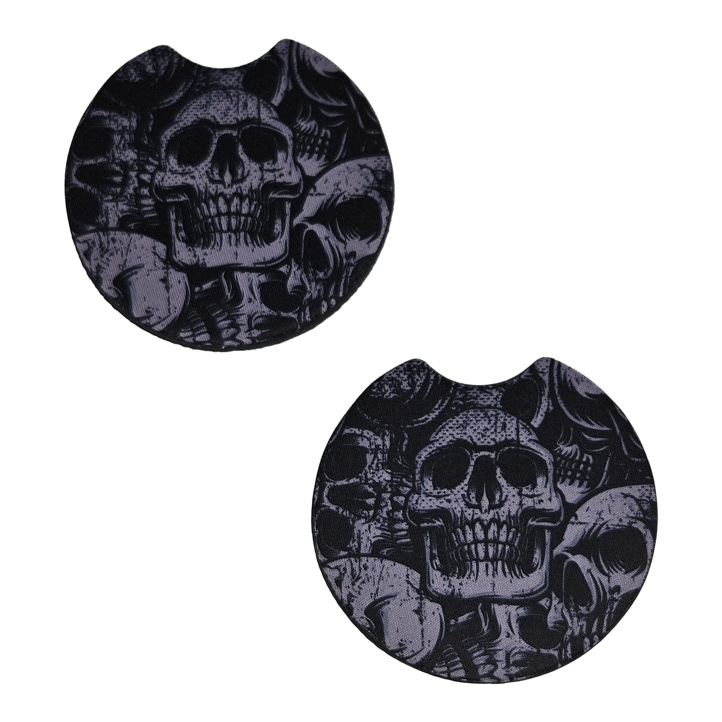 Gothic Grunge Skulls 2-Pack Neoprene Car Coaster Set