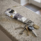 Gray Yellow Floral Keychain Wristlet