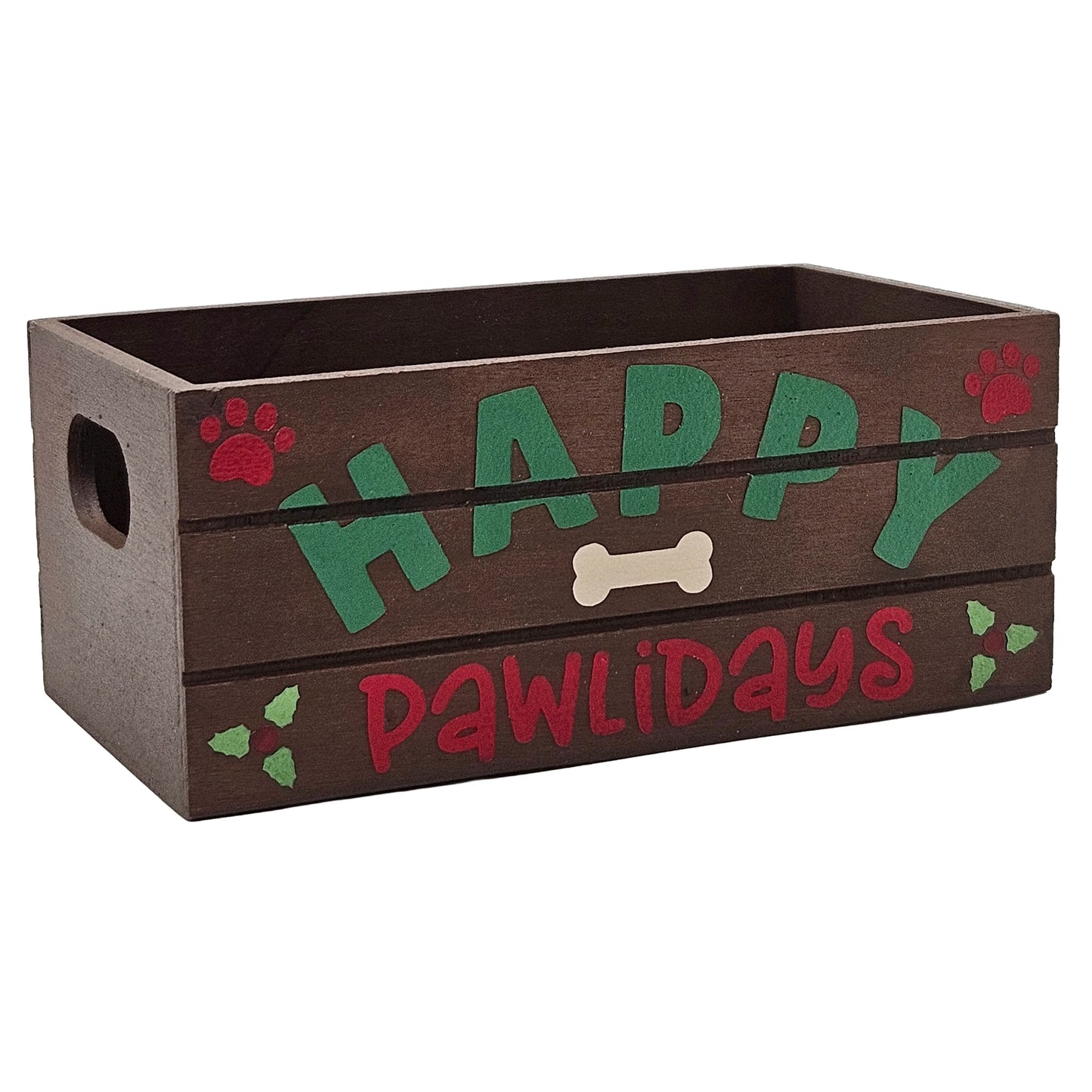 Happy Pawlidays Holiday Wood Mini Crate