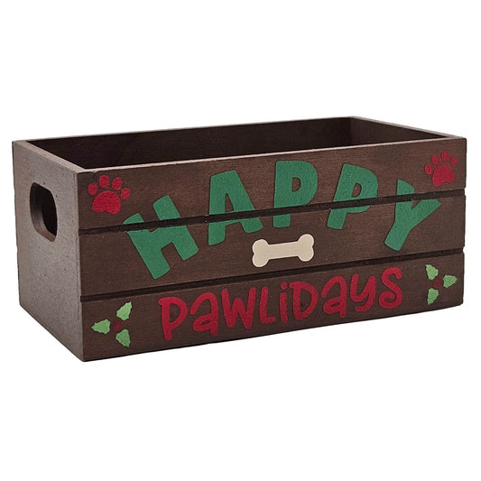 Happy Pawlidays Holiday Wood Mini Crate
