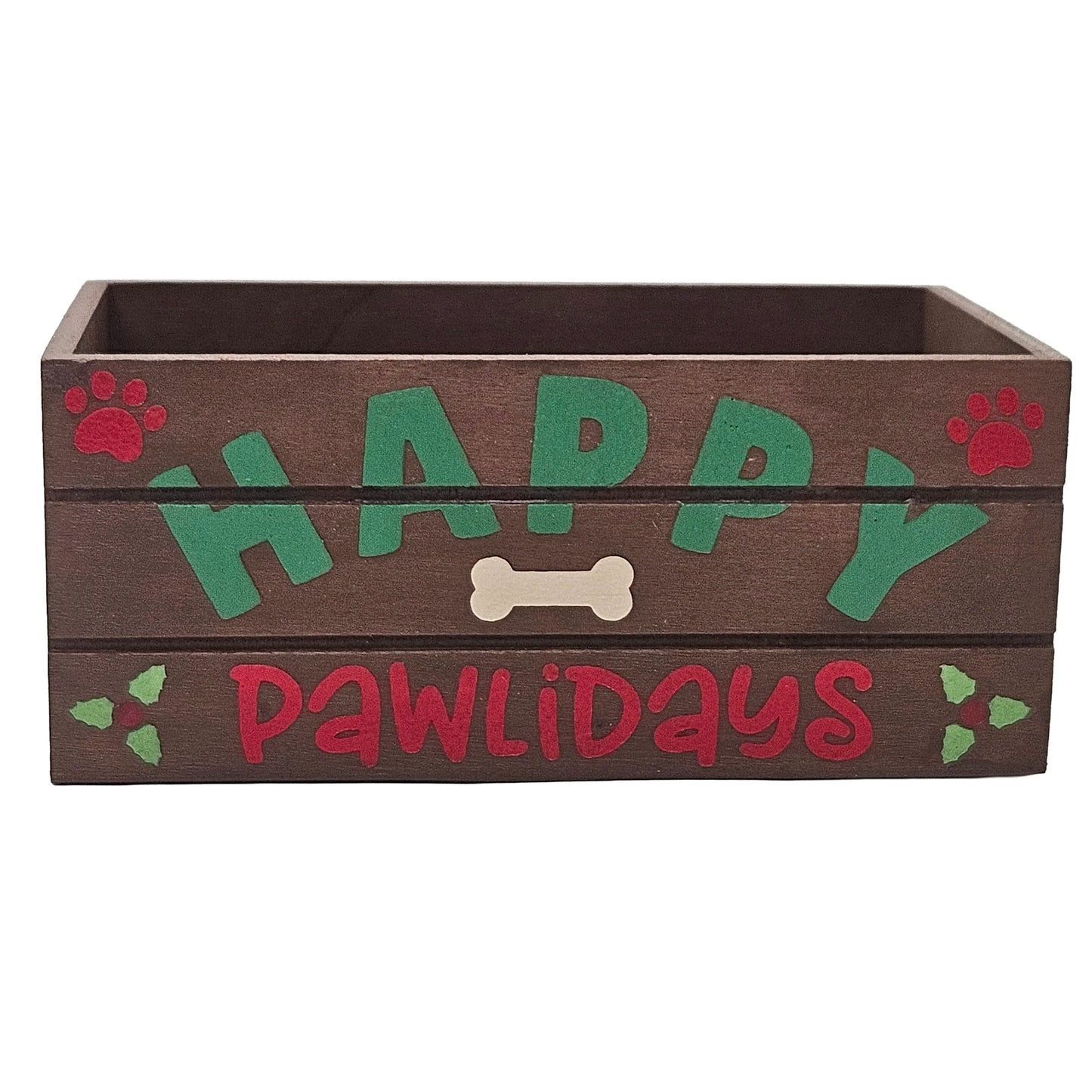 Happy Pawlidays Holiday Wood Mini Crate