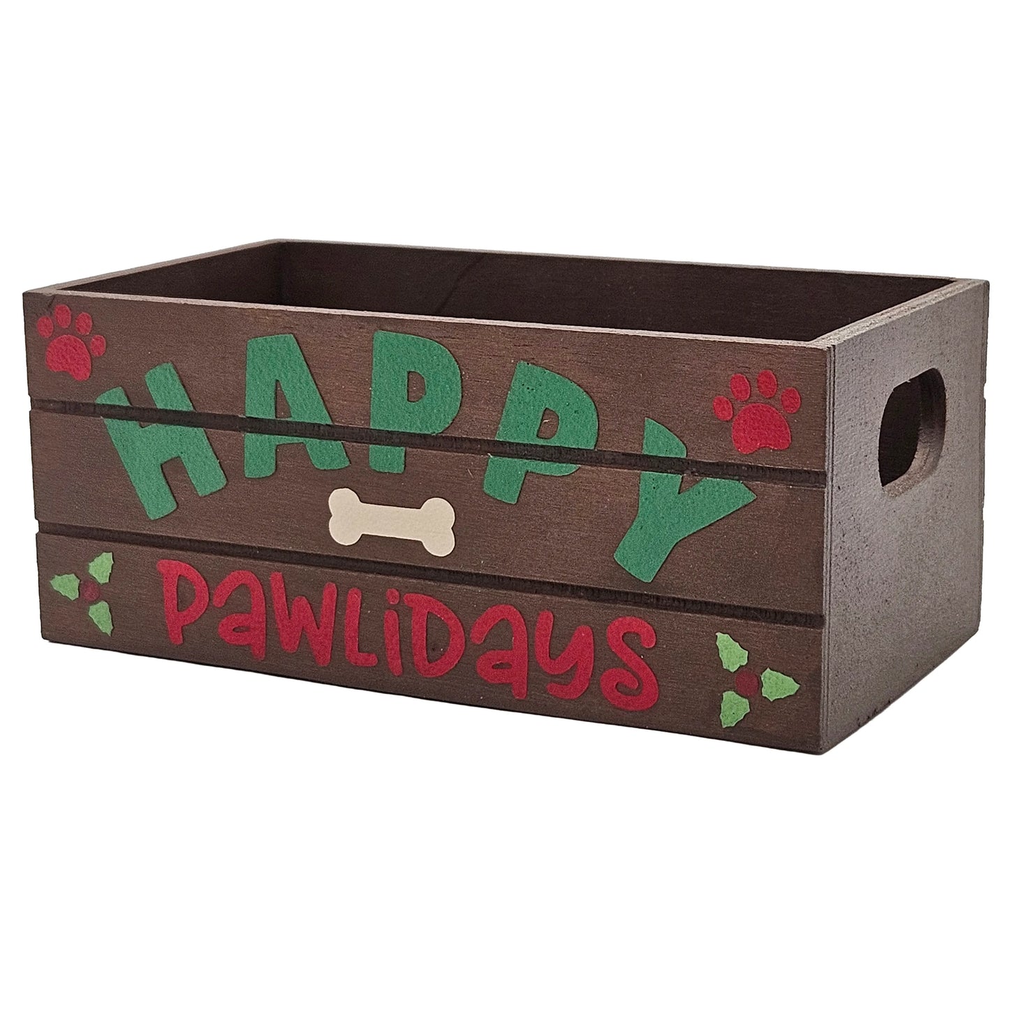Happy Pawlidays Holiday Wood Mini Crate