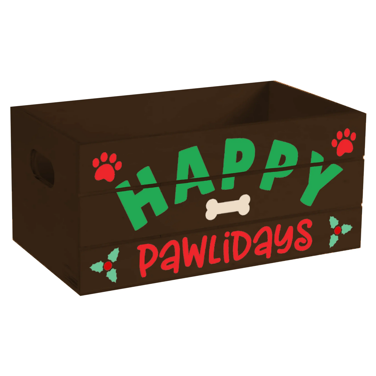 Happy Pawlidays Holiday Wood Mini Crate