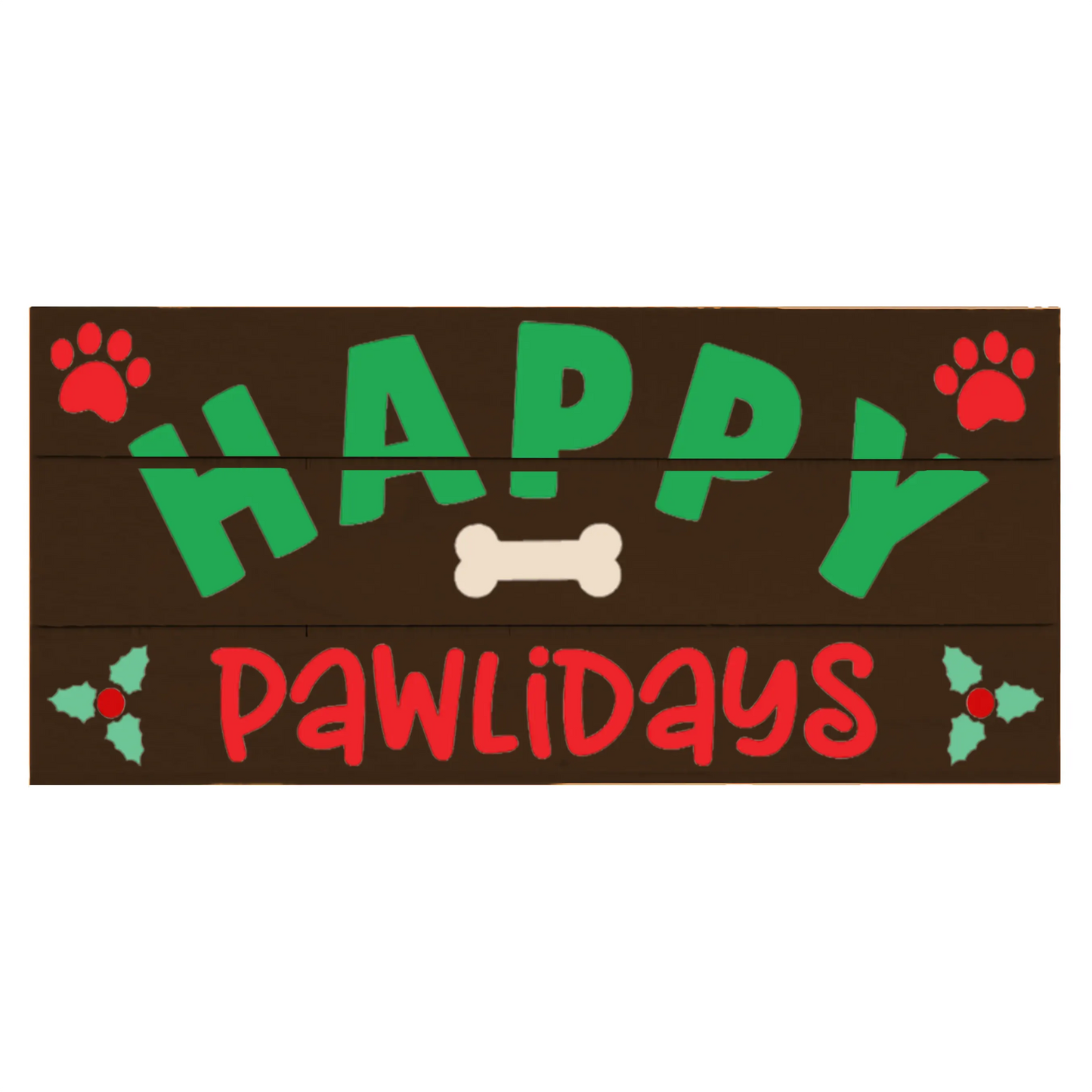 Happy Pawlidays Holiday Wood Mini Crate