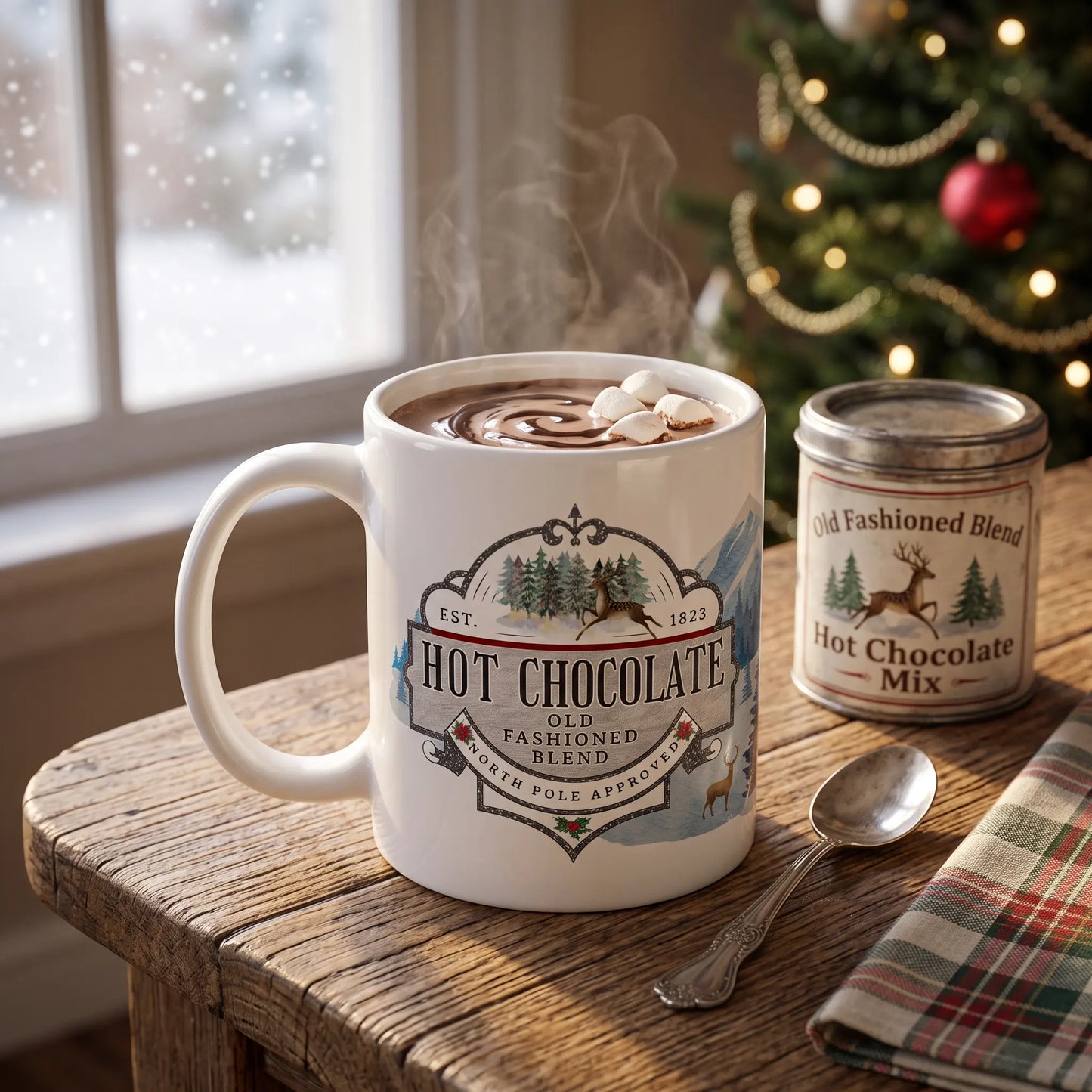 Vintage Christmas Town Hot Chocolate North Pole Approved 11oz Mug