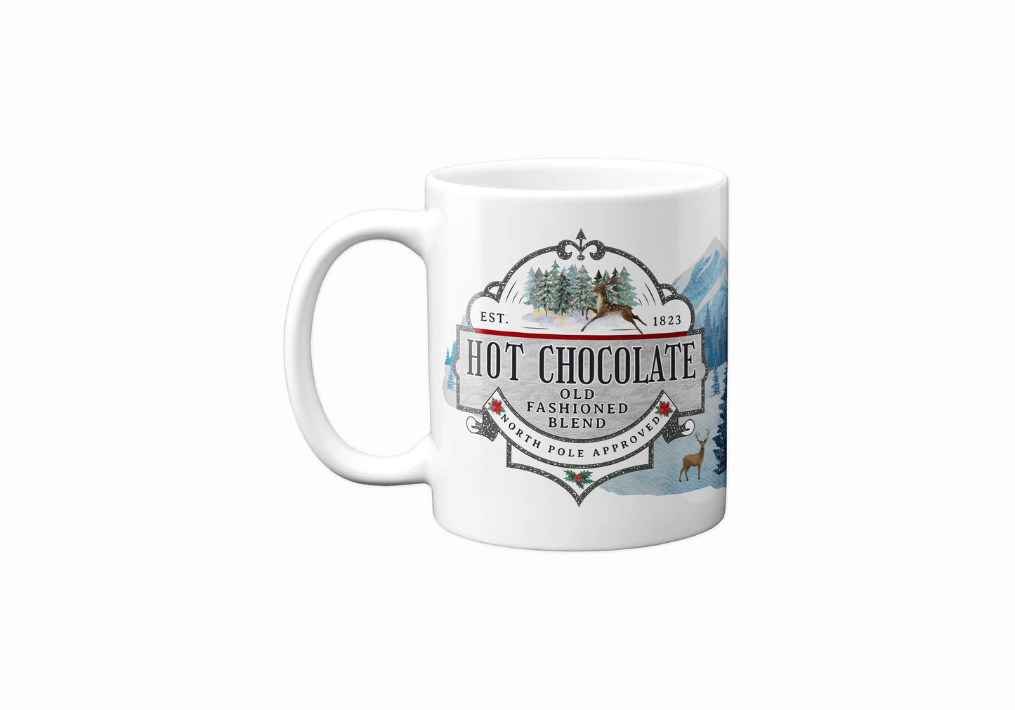 11 oz Hot Chocolate Christmas Scene Wrap ORCA Coated Dishwasher Safe Coffee Mug