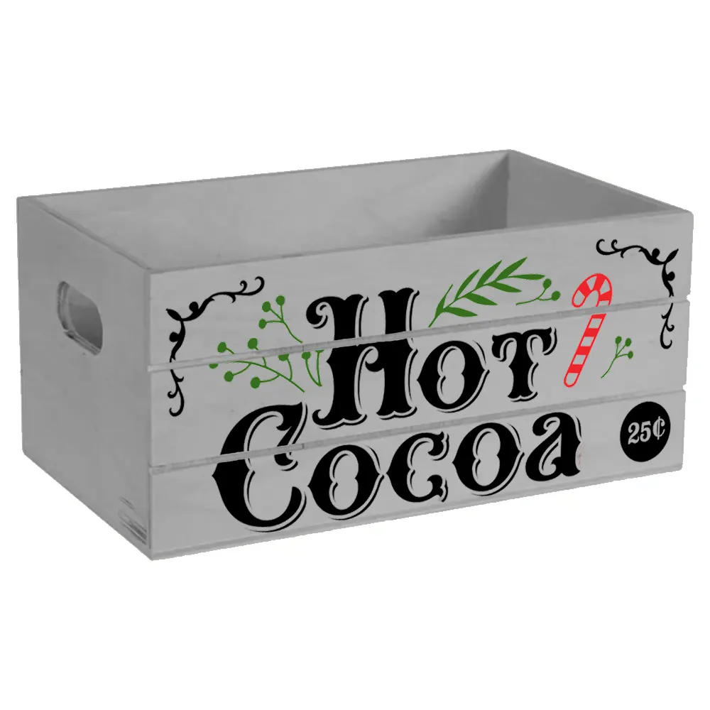 Hot Cocoa Holiday Wood Mini Crate