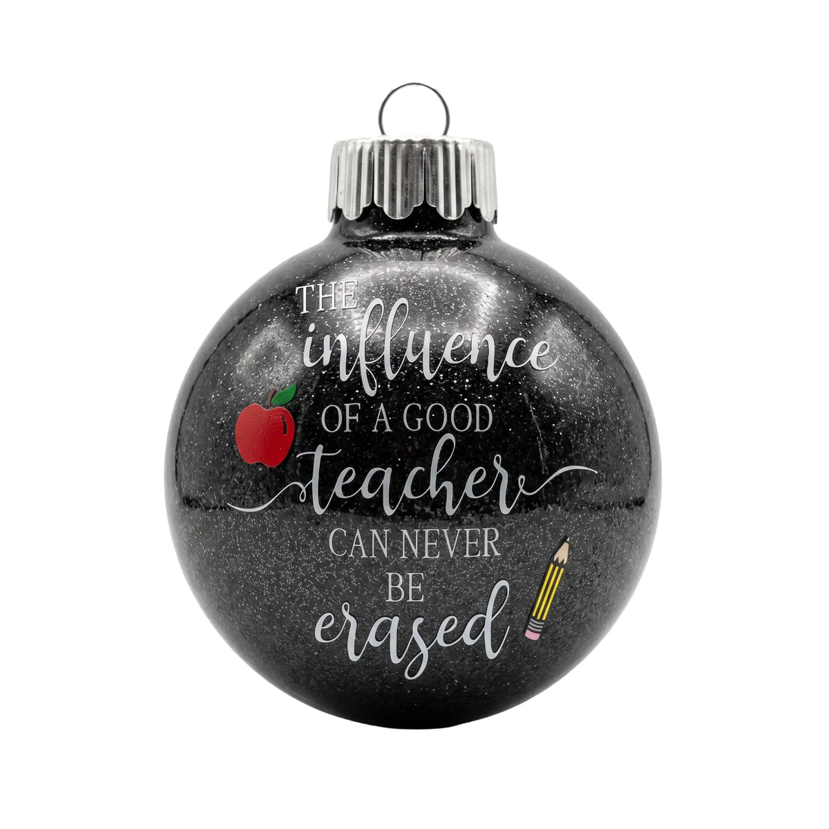 Influence of a Good Teacher Apple Pencil Glass Ornament