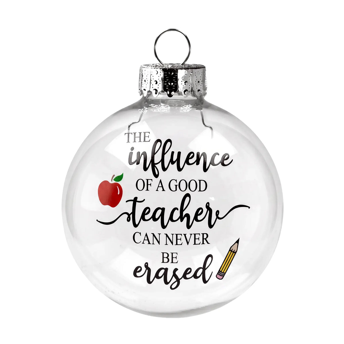 Influence of a Good Teacher Apple Pencil Glass Ornament