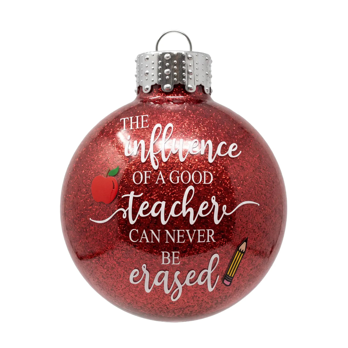 Influence of a Good Teacher Apple Pencil Glass Ornament