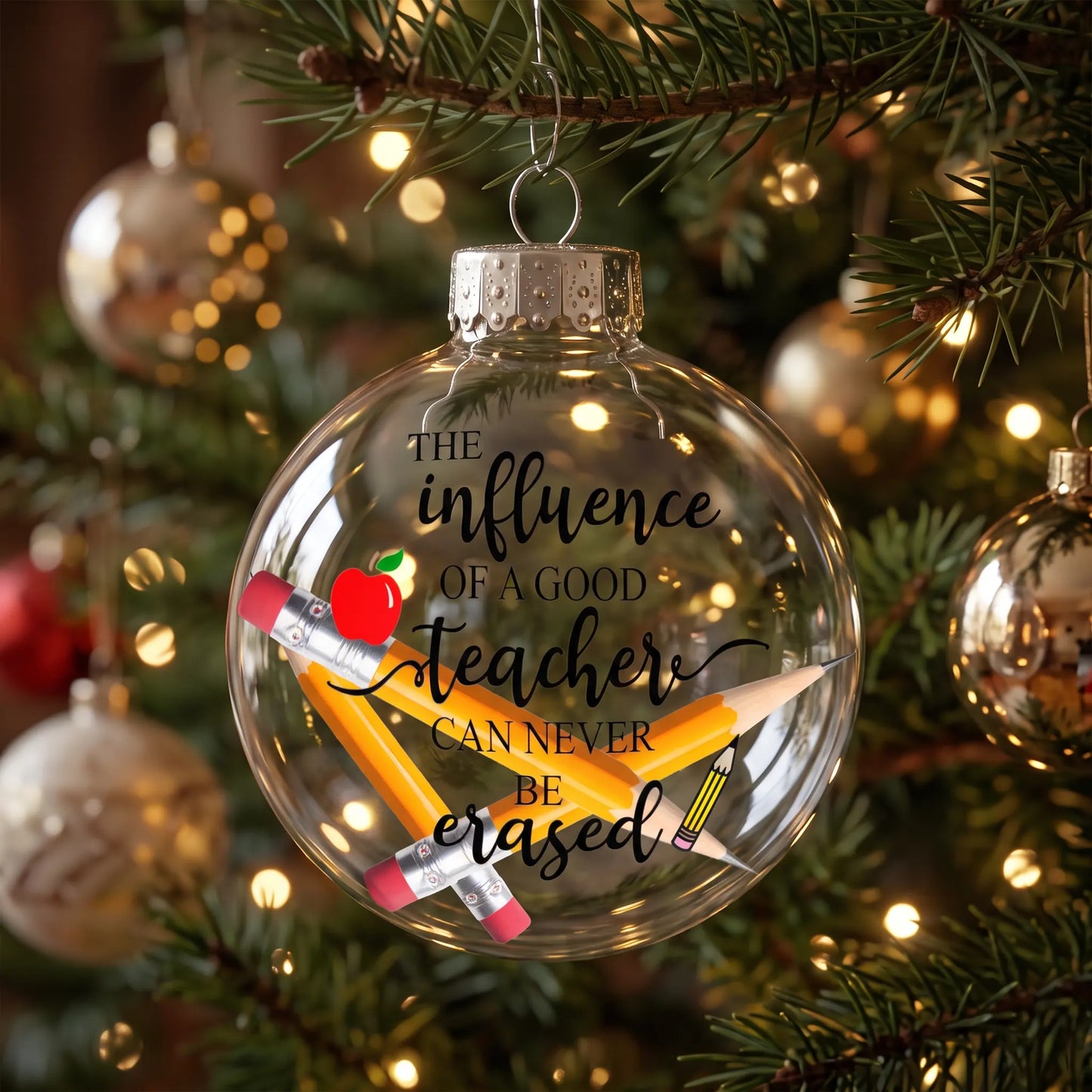The Influence of a Good Teacher Christmas Ornament with Real Pencils