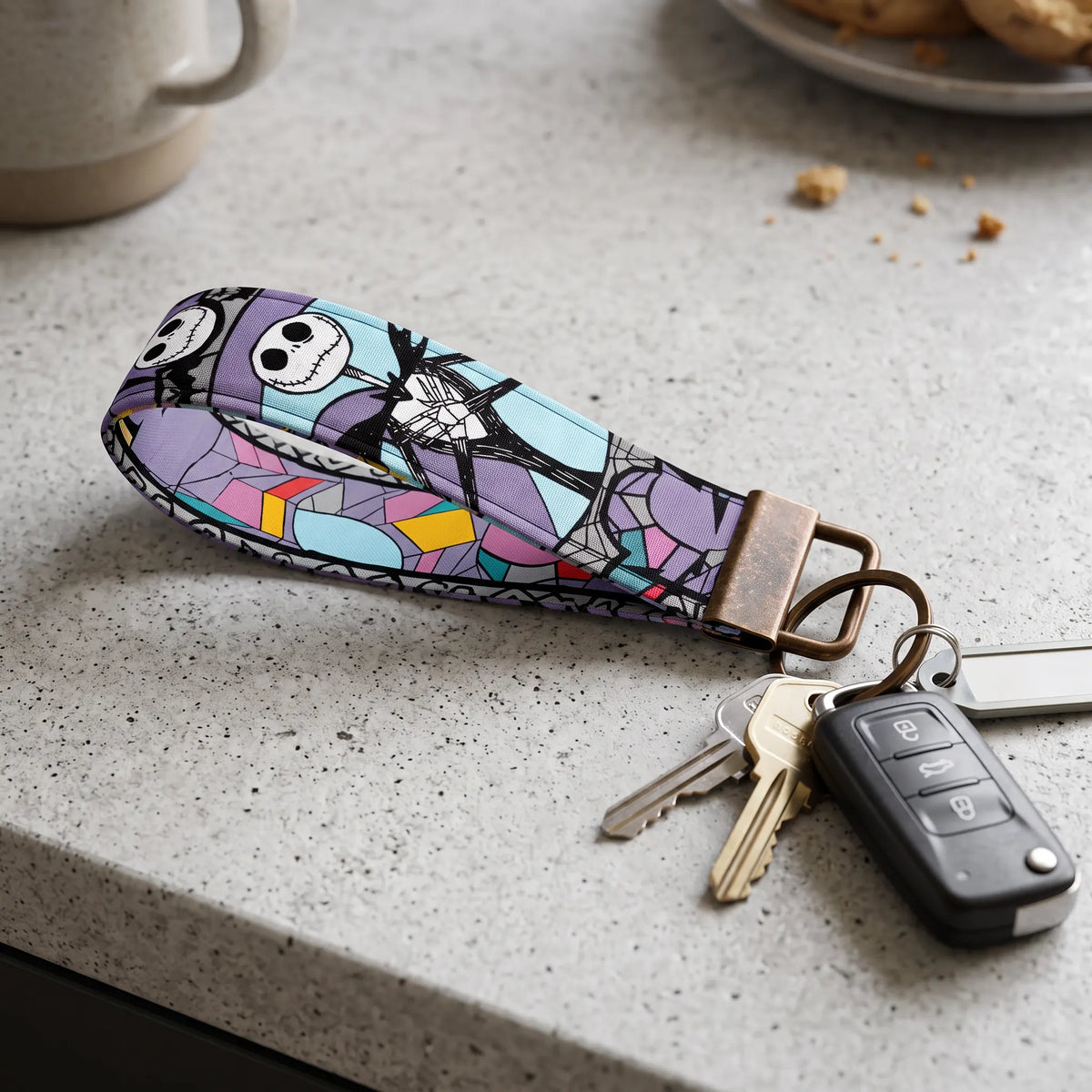 Jack Skellington Stained Glass Keychain Wristlet