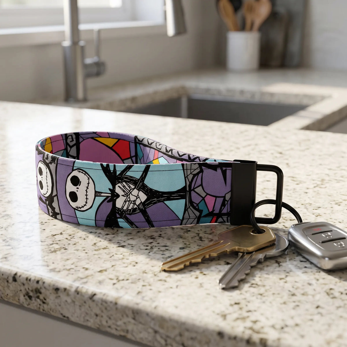 Jack Skellington Stained Glass Keychain Wristlet