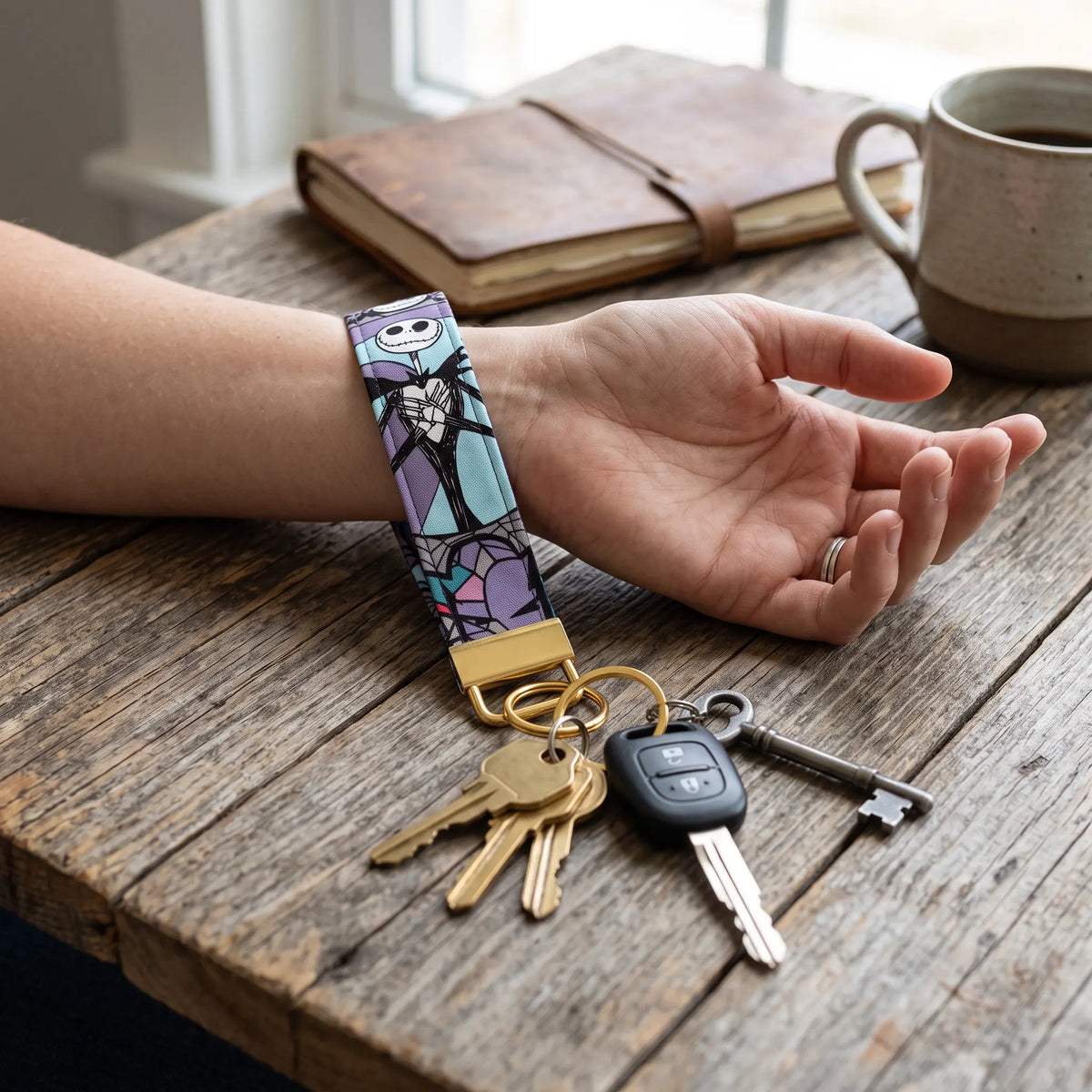 Jack Skellington Stained Glass Keychain Wristlet