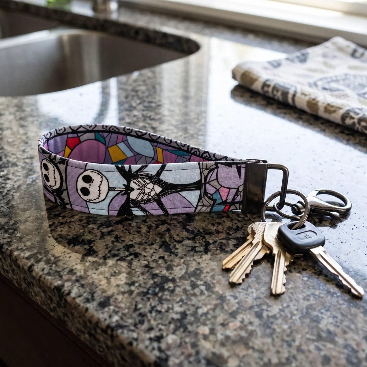 Jack Skellington Stained Glass Keychain Wristlet