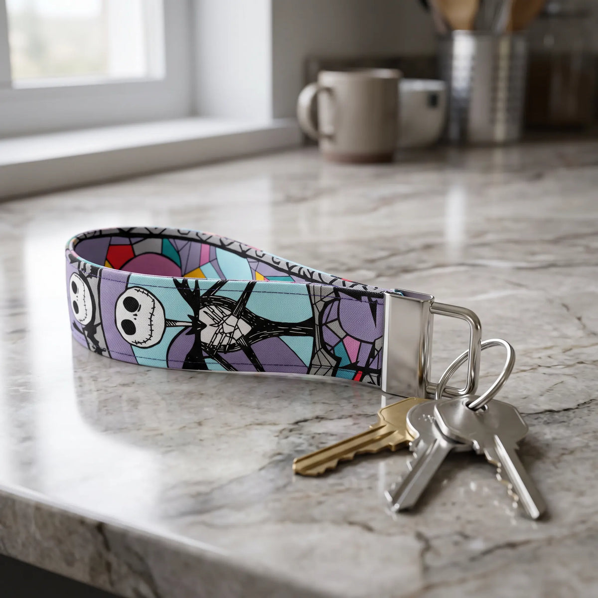 Jack Skellington Stained Glass Keychain Wristlet