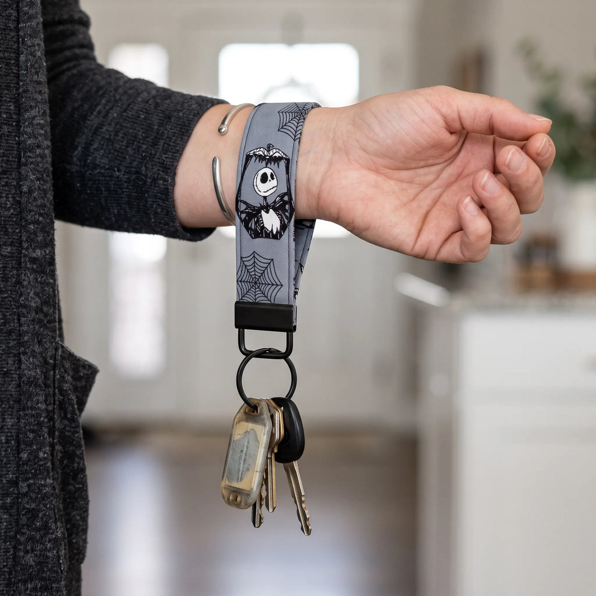 Jack Skellington Spiderweb Keychain Wristlet