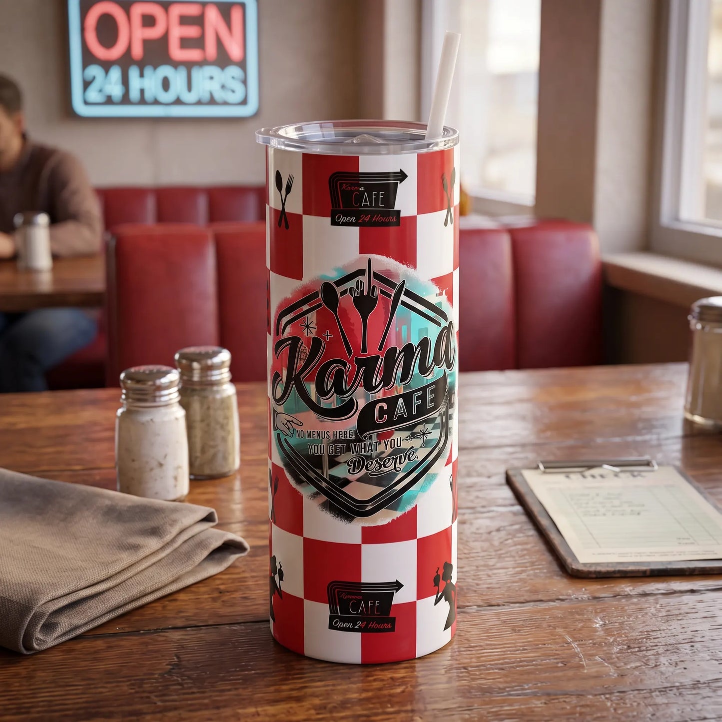 Karma Cafe Red 20oz Middle Finger Adult Humor Tumbler