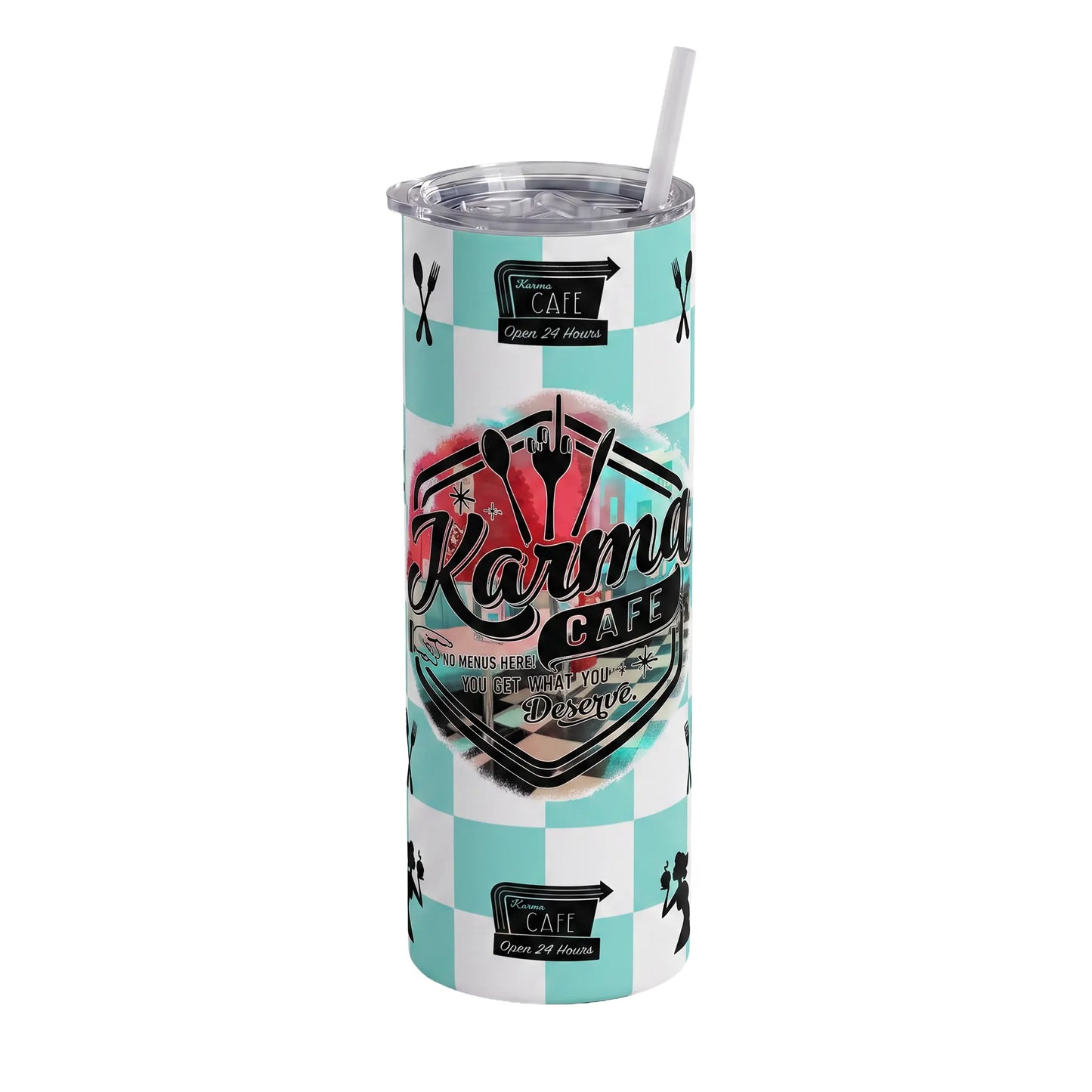 Karma Cafe Turquoise 20oz Adult Humor Skinny Tumbler
