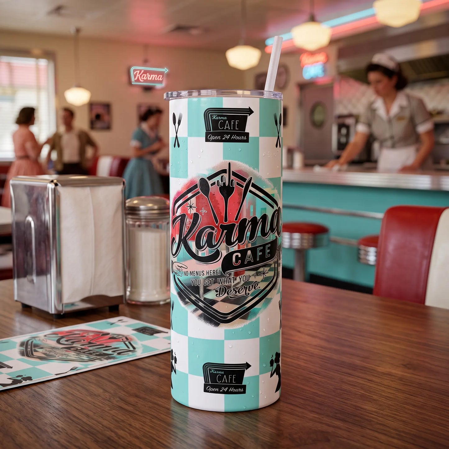 Karma Cafe Turquoise 20oz Adult Humor Skinny Tumbler