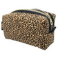 Leopard Pattern Black Accented Quilted Pattern Zipper Box Pouch