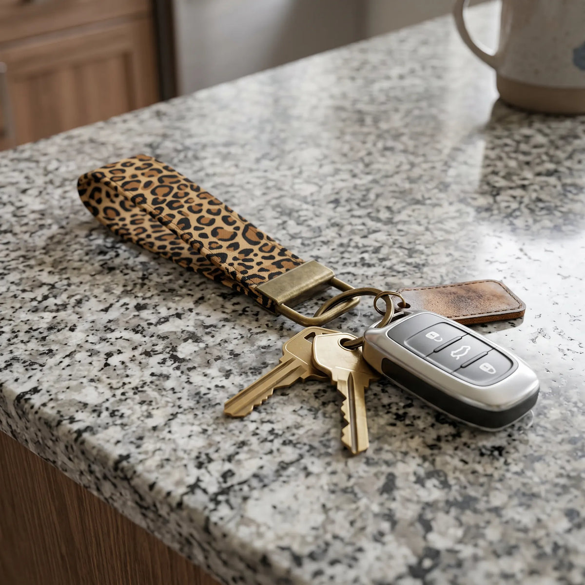 Brown Leopard Print Keychain Wristlet