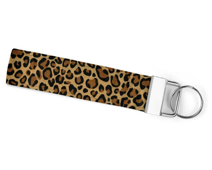 Brown Leopard Print Pattern Keychain Wristlet