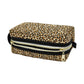 Leopard Pattern Black Accented Quilted Pattern Zipper Box Pouch
