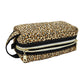 Leopard Pattern Black Accented Quilted Pattern Zipper Box Pouch