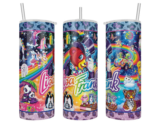 20 oz Holographic Skinny Lisa Frank Sublimation Tumbler - Imperfect