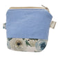 Light Blue Tropical Floral Leaf Pattern Handmade Mini D-Ring Zipper Pouch