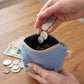 Light Blue Floral Zipper Coin Pouch with Key Ring