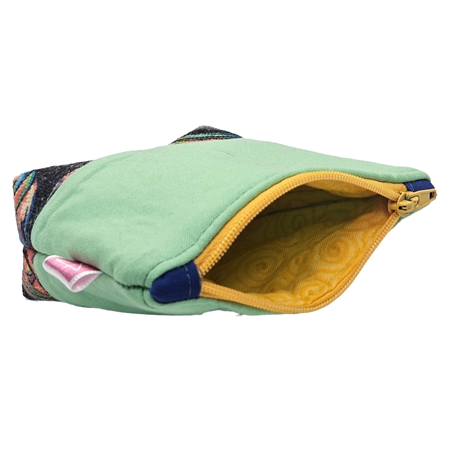 Mint Green Tropical Monstera Leaf Pattern Handmade Mini Zipper Pouch