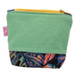 Mint Green Tropical Monstera Leaf Pattern Handmade Mini Zipper Pouch