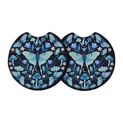 Whimsical Luna Moth 2 Pack Neoprene Car Coaster Set