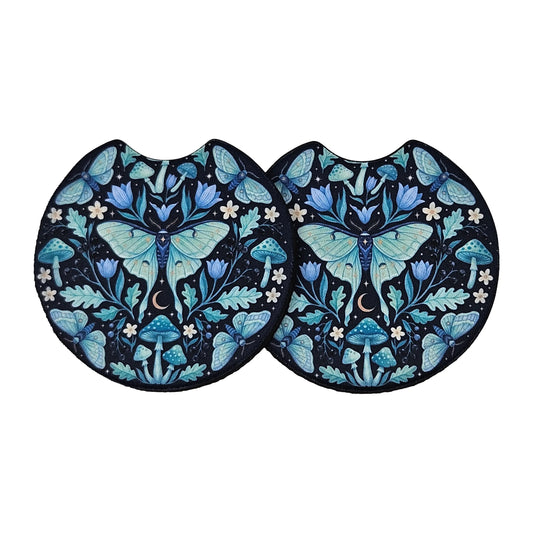 Whimsical Luna Moth 2 Pack Neoprene Car Coaster Set