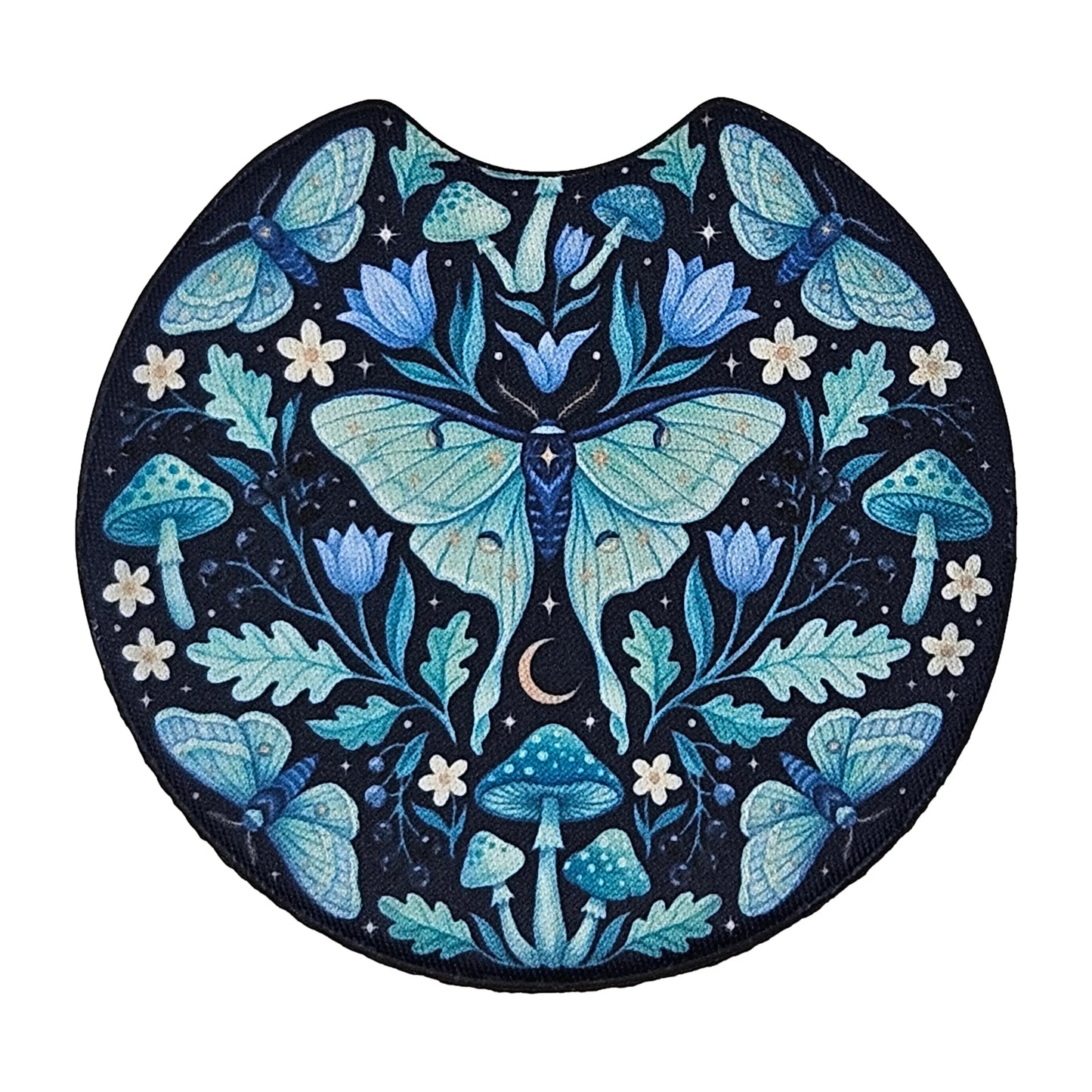 Whimsical Luna Moth 2 Pack Neoprene Car Coaster Set