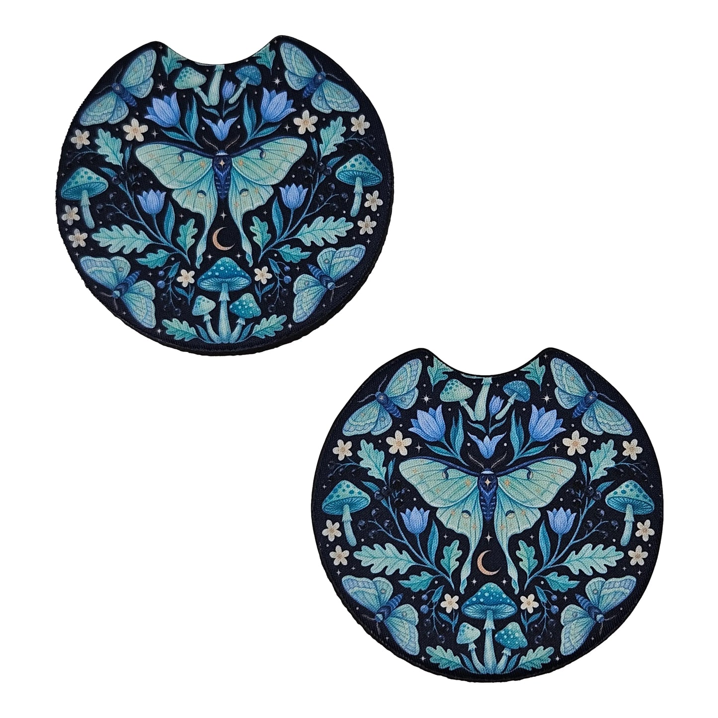 Whimsical Luna Moth 2 Pack Neoprene Car Coaster Set