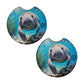 Manatee Underwater Marine Life 2 Pack Neoprene Car Coaster Set