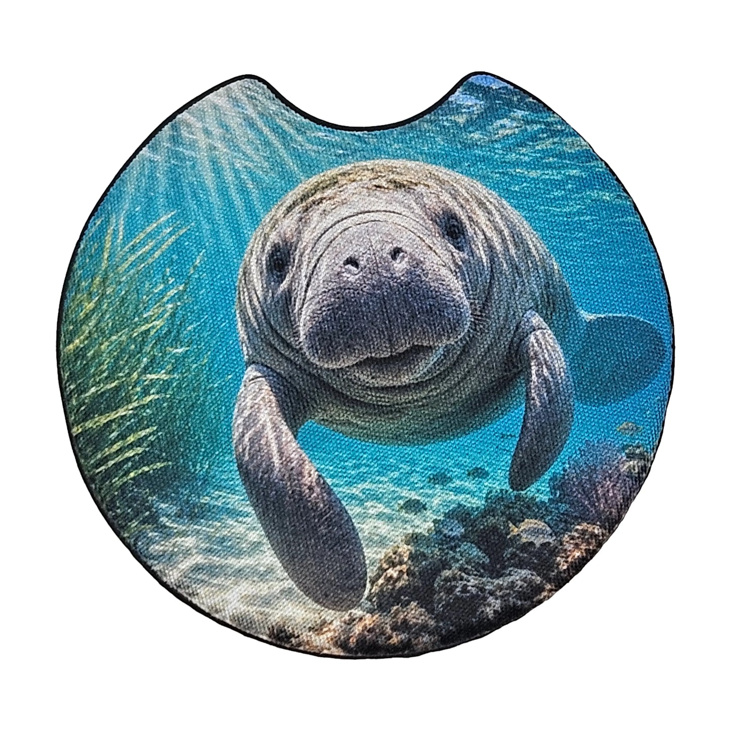 Manatee Underwater Marine Life 2 Pack Neoprene Car Coaster Set