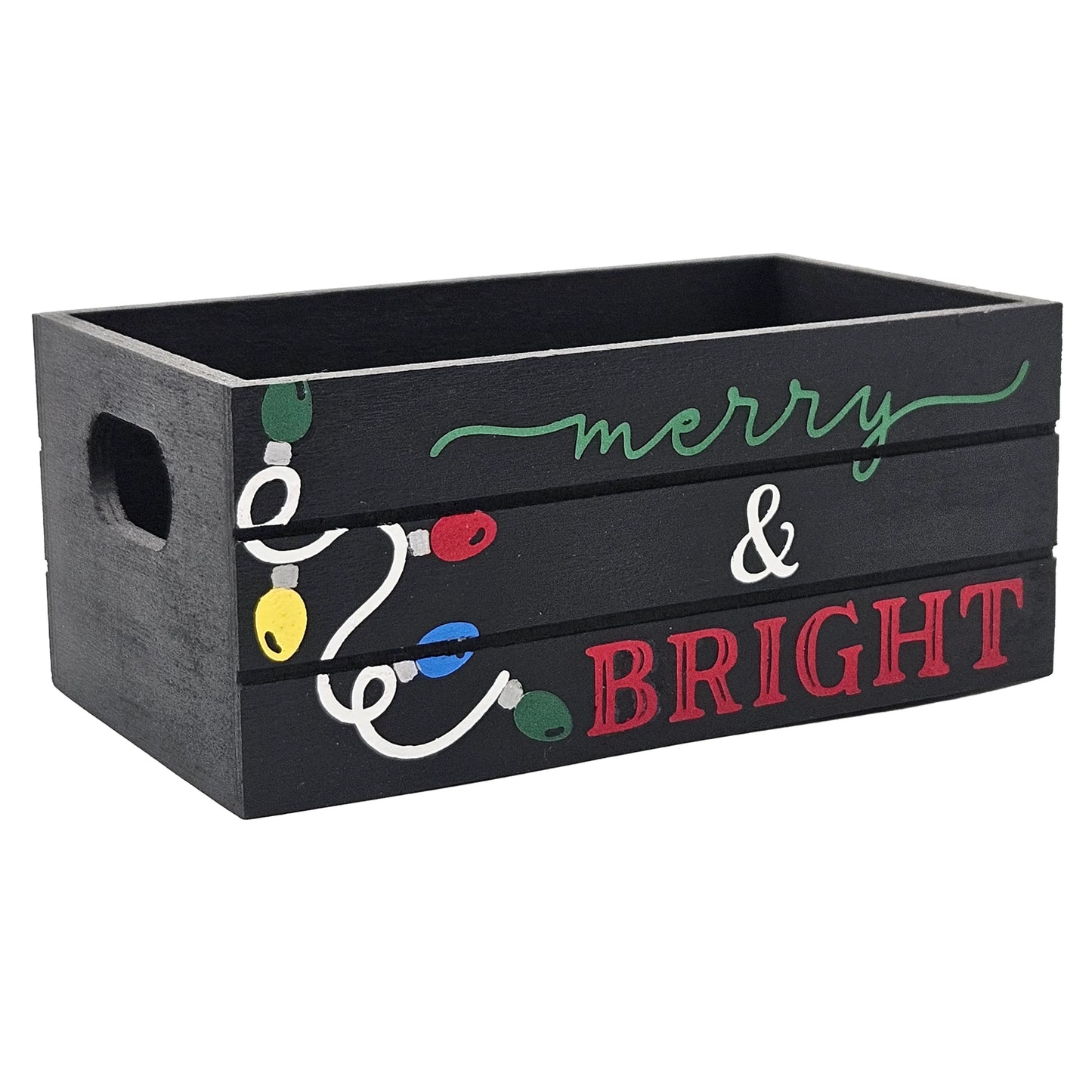 Merry & Bright Holiday Wood Mini Crate