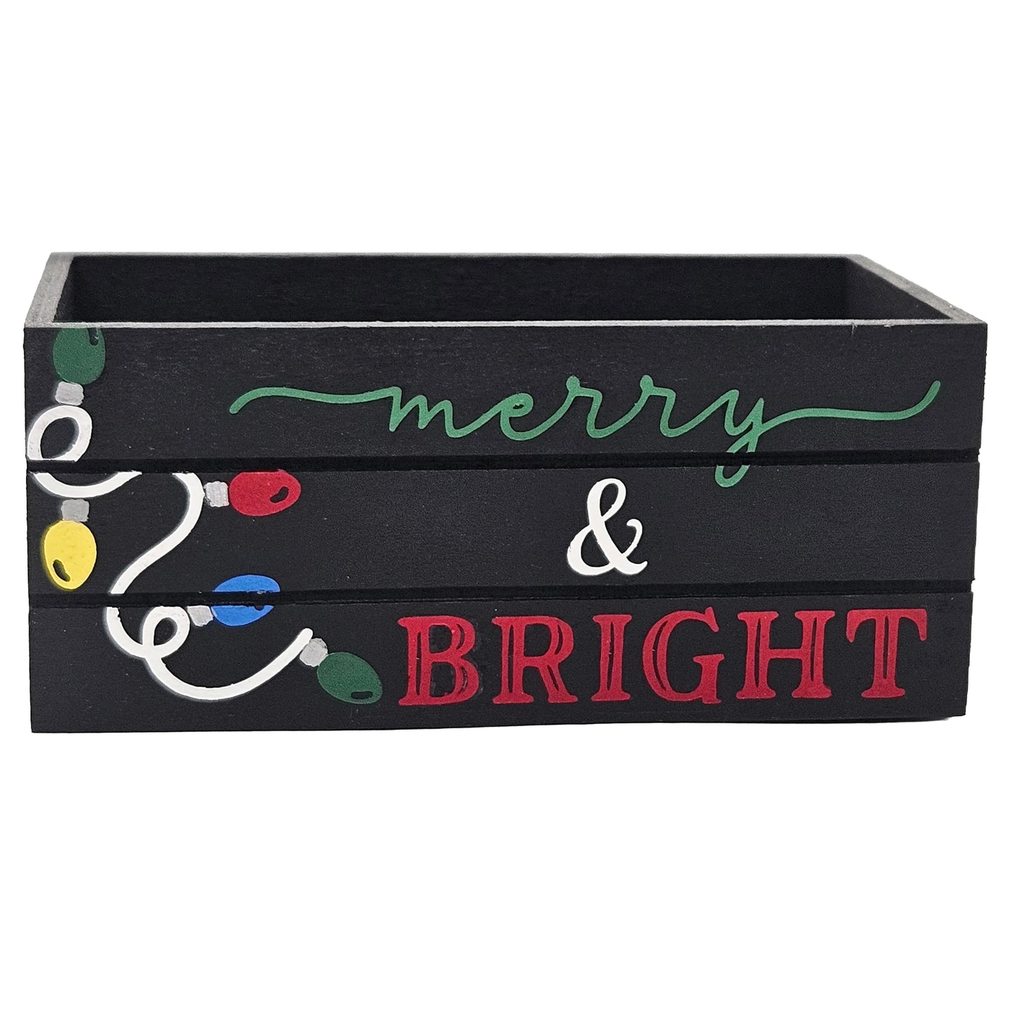 Merry & Bright Holiday Wood Mini Crate